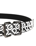 Dolce & Gabbana Weiß-schwarzer Ledergürtel mit Logo und Metallschnalle