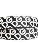 Dolce & Gabbana Weiß-schwarzer Ledergürtel mit Logo und Metallschnalle