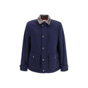 Brunello Cucinelli Blaue Jacke aus Wolle Oves Aries in voller Länge