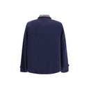 Brunello Cucinelli Blaue Jacke aus Wolle Oves Aries in voller Länge
