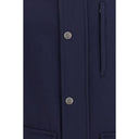 Brunello Cucinelli Blaue Jacke aus Wolle Oves Aries in voller Länge