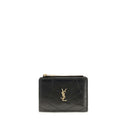 Saint Laurent Schwarzes Kalbsleder Bos Taurus Portemonnaie
