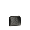 Saint Laurent Schwarzes Kalbsleder Bos Taurus Portemonnaie