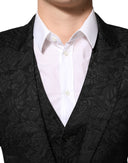 Dolce & Gabbana Schwarzer 3-teiliger Brokat-Jacquard-Anzug MARTINI